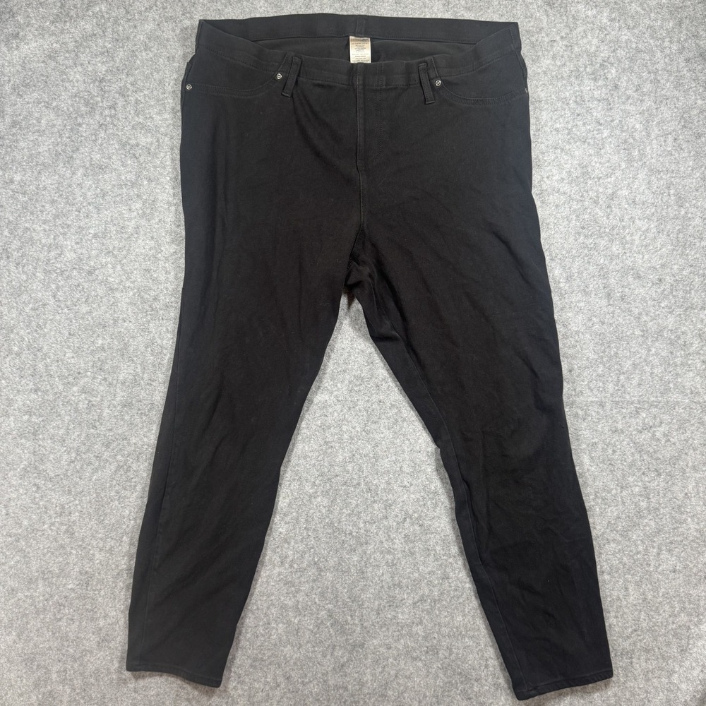 Terra & Sky Pull-On Jeggings 1X Black Solid Stretch Cotton Blend Plus Size